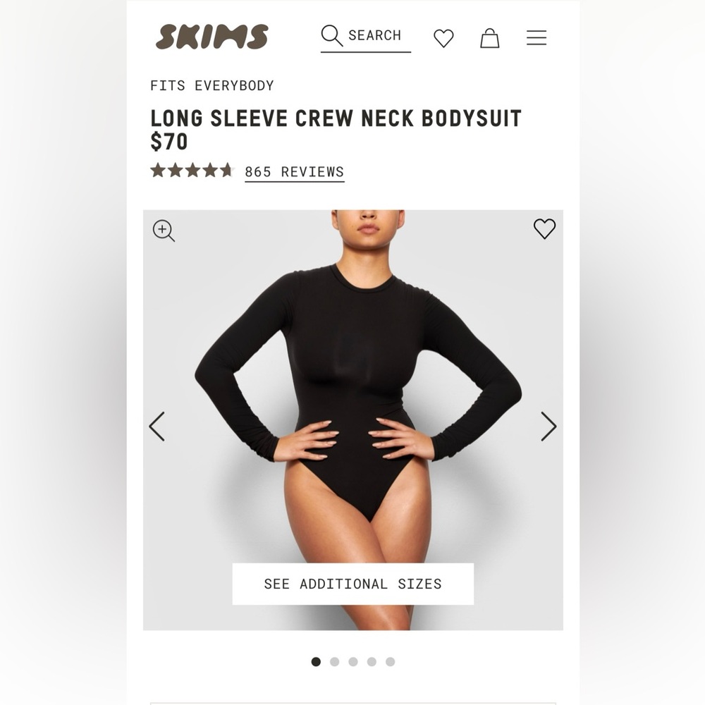 Skims Fits Everyone Long Sleeve Crew Neck Bodysuit (NWOT)